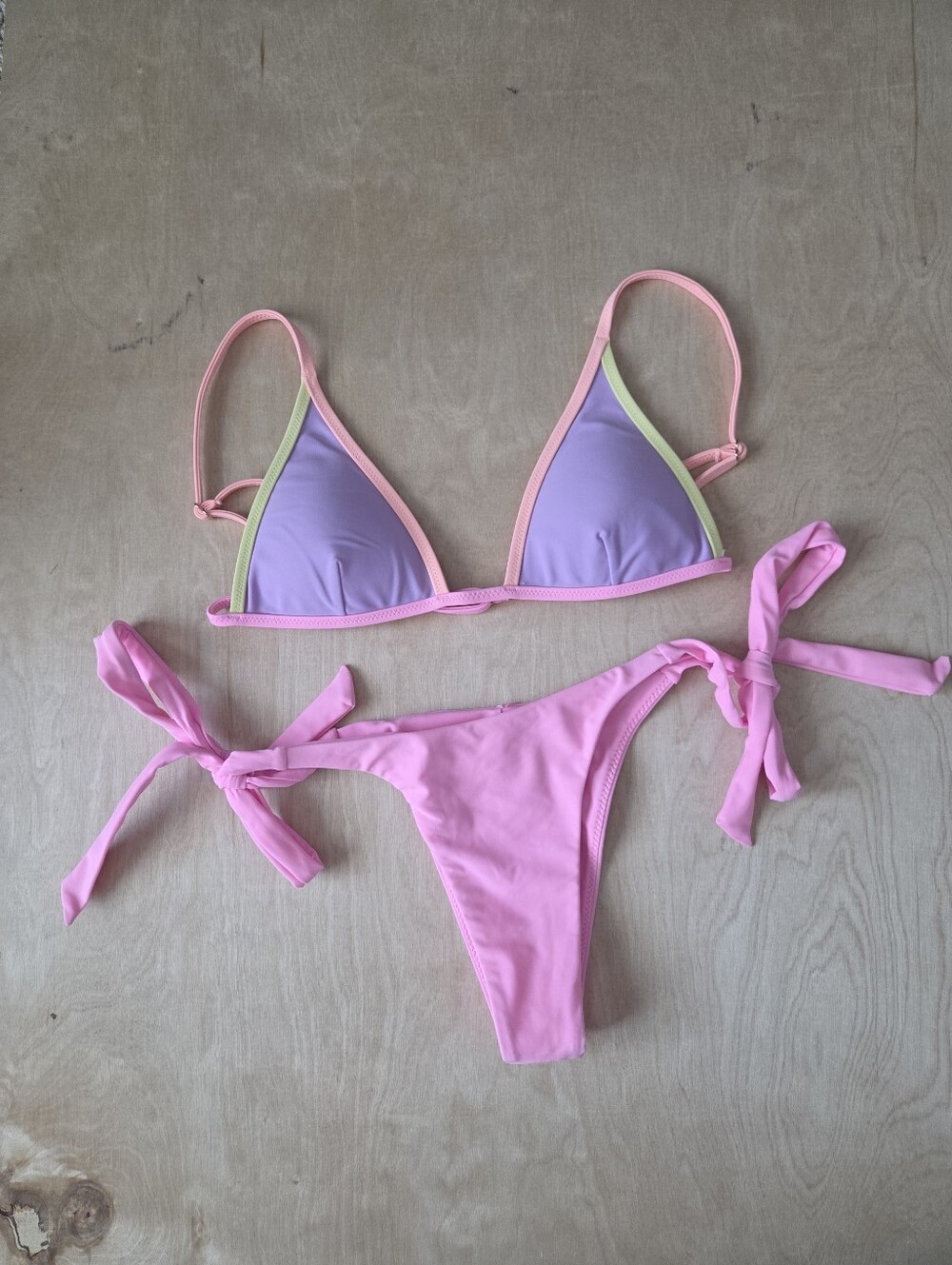 White Fox Boutique Pink Contrast Bikini Set